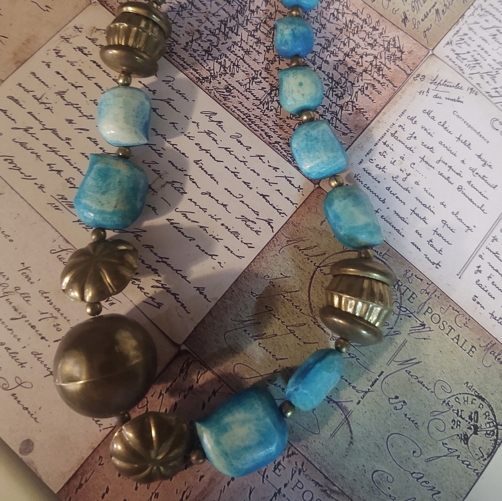Vintage Costume Jewelry. Turquoise and Gold